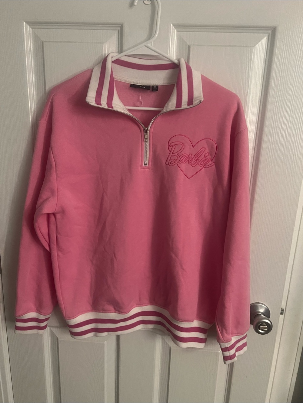 Barbie Pink Half-Zip Pullover with White Trim